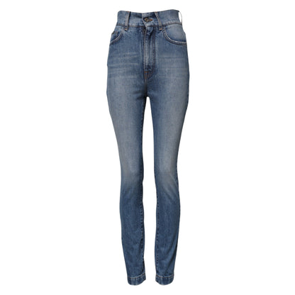 Blue Washed Skinny High Waist Denim Jeans