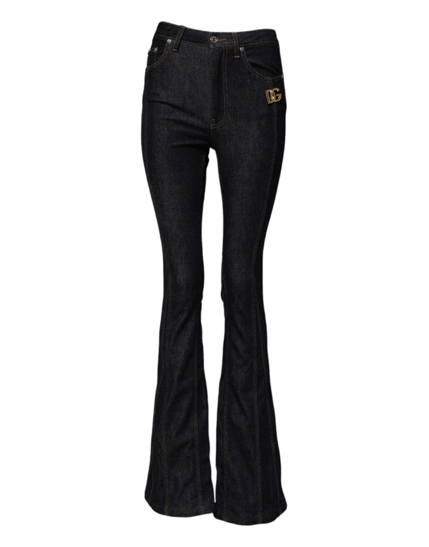 Black Cotton Mid Waist Bootcut Denim Jeans