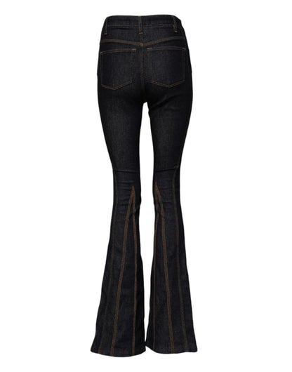 Black Cotton Mid Waist Bootcut Denim Jeans