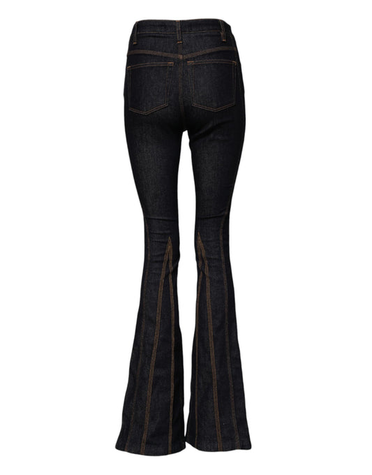 Black Cotton Mid Waist Bootcut Denim Jeans