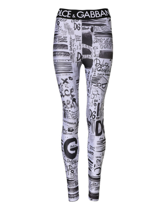 White Graphic HighWaist Skinny Leggings Pants