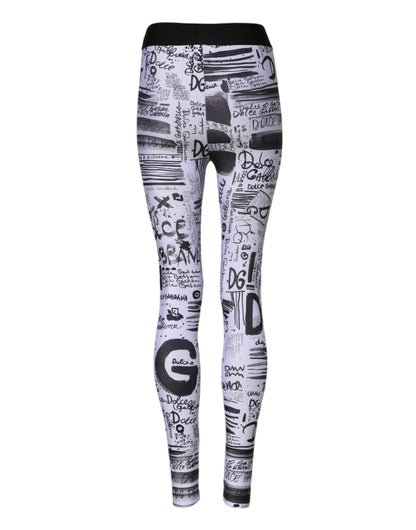 White Graphic HighWaist Skinny Leggings Pants