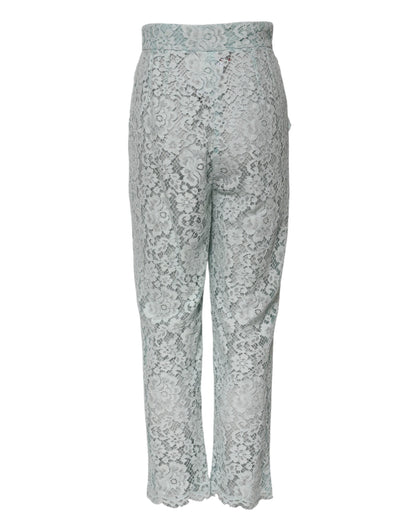 Mint Green Cotton Floral Lace Trousers Pants