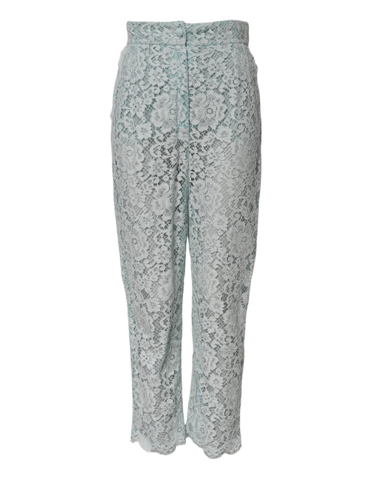 Mint Green Cotton Floral Lace Trousers Pants