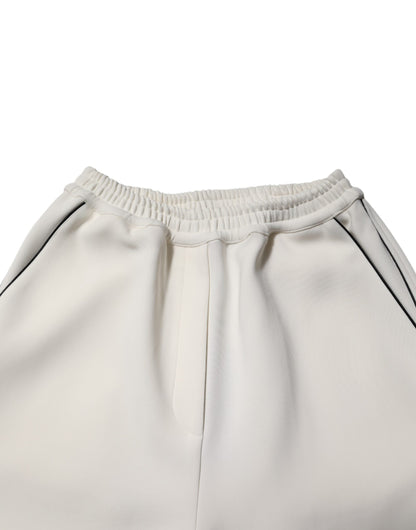 White Viscose Wide Leg Pull On Pants