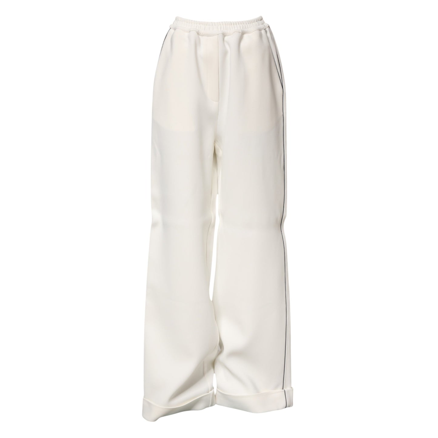White Viscose Wide Leg Pull On Pants