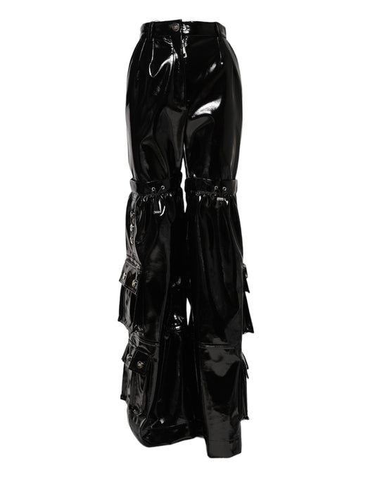 Black High Waist Cargo Bootcut Pants