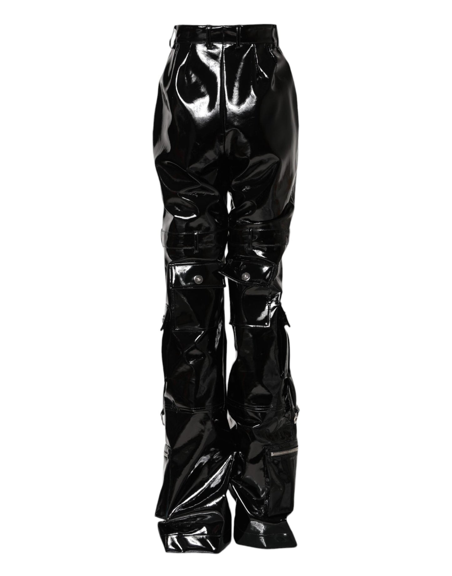 Black High Waist Cargo Bootcut Pants