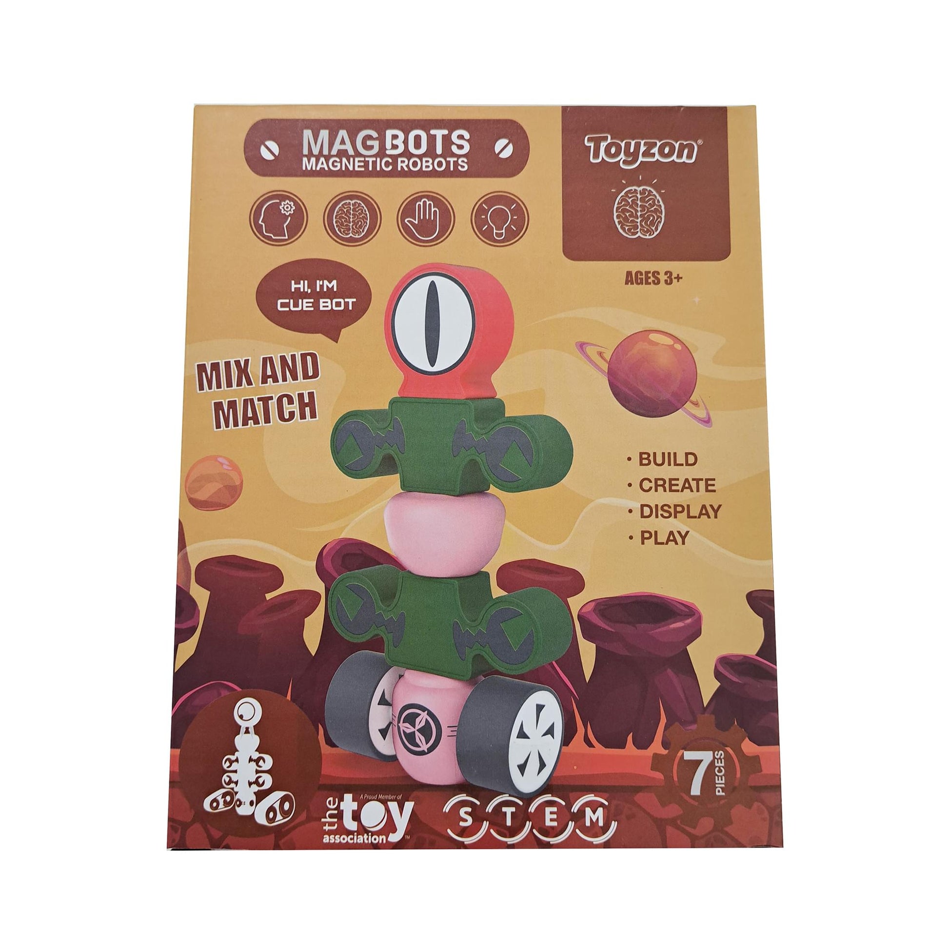 Toyzon MagBot 7 Piece Magnetic Robot Building Set | Cue Bot