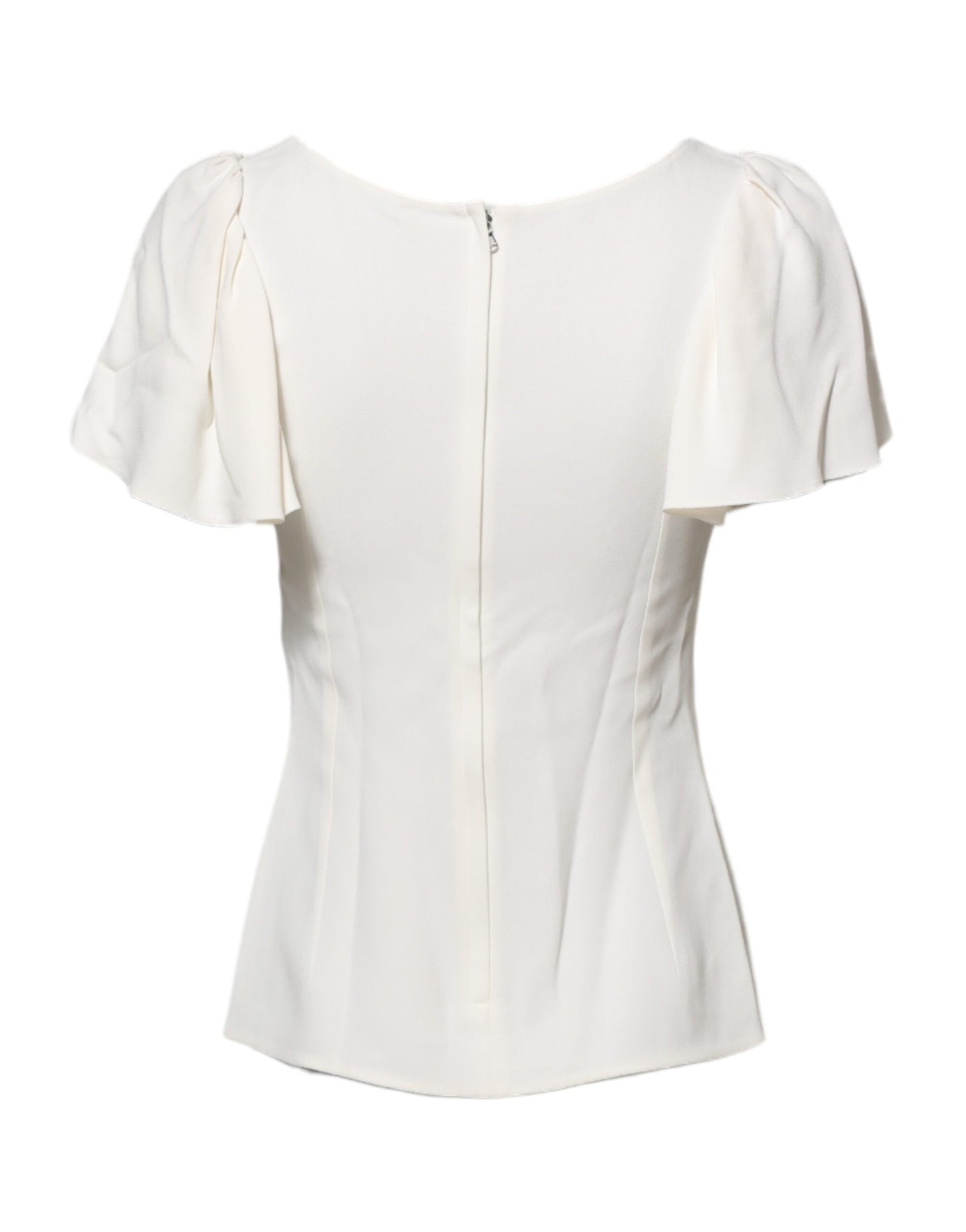 White Round Neck Short Sleeves Blouse Top