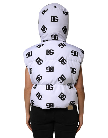 White Black DG Mania Polyester Puffer Jacket