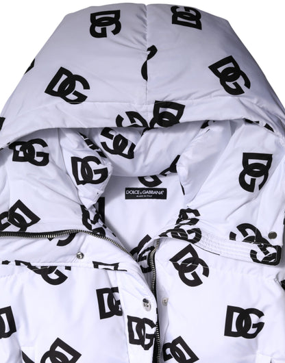 White Black DG Mania Polyester Puffer Jacket