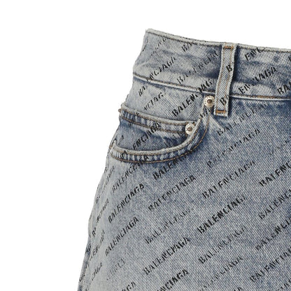 Logo Print Denim Skirt