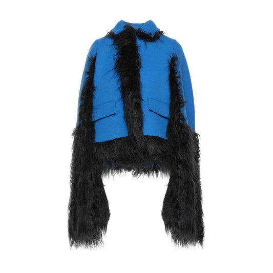 Faux Fur Trimmed Cape Jacket