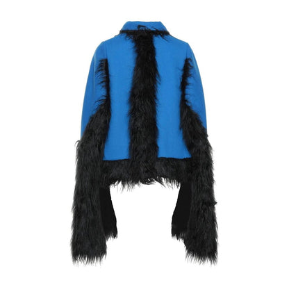Faux Fur Trimmed Cape Jacket