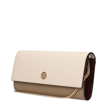 Beige Leather Clutch Bags
