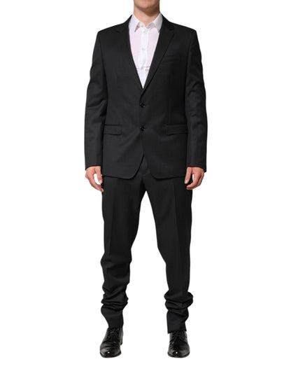 Dark Gray Wool Single Breasted 2 Piece Suit