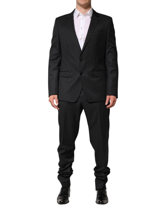 Dark Gray Wool Single Breasted 2 Piece Suit