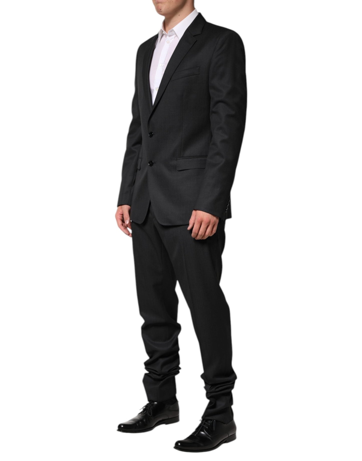 Dark Gray Wool Single Breasted 2 Piece Suit