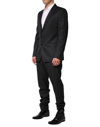 Dark Gray Wool Single Breasted 2 Piece Suit