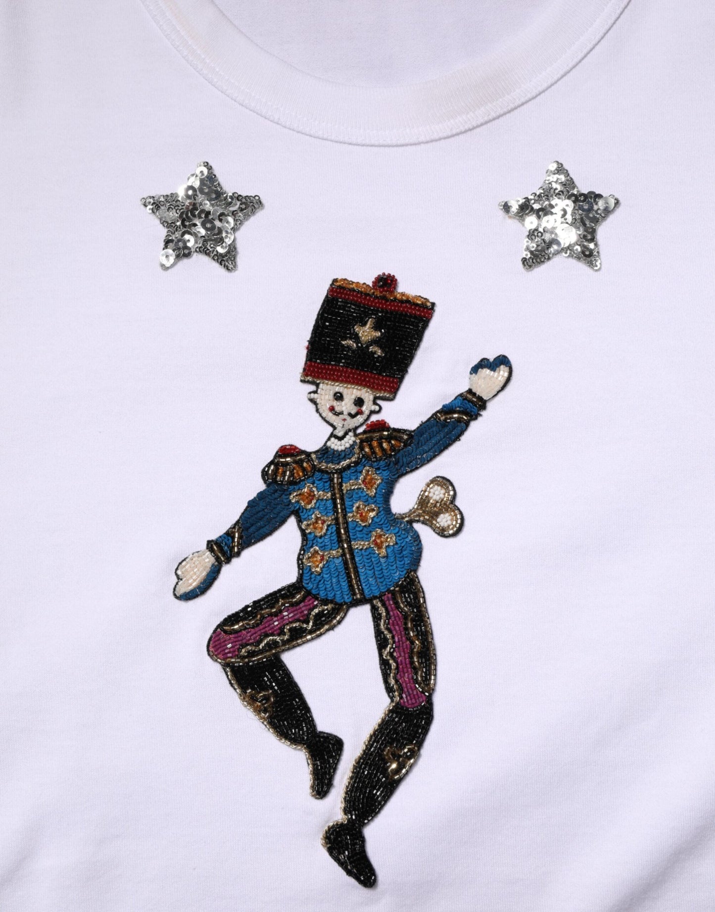 White Cotton Sequin Embellished Top T-shirt