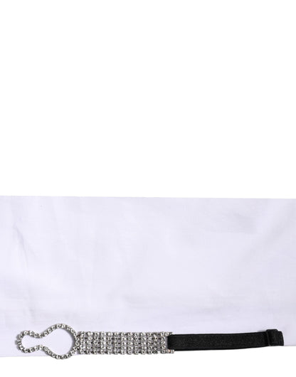 White Crystal Embellished Collared Shirt Top