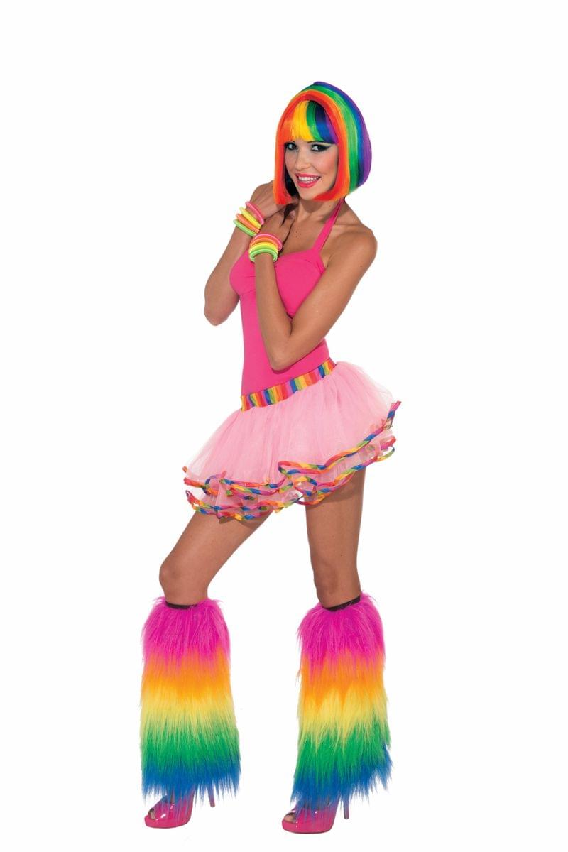 Pink Rainbow Lined Costume Tutu Adult One Size