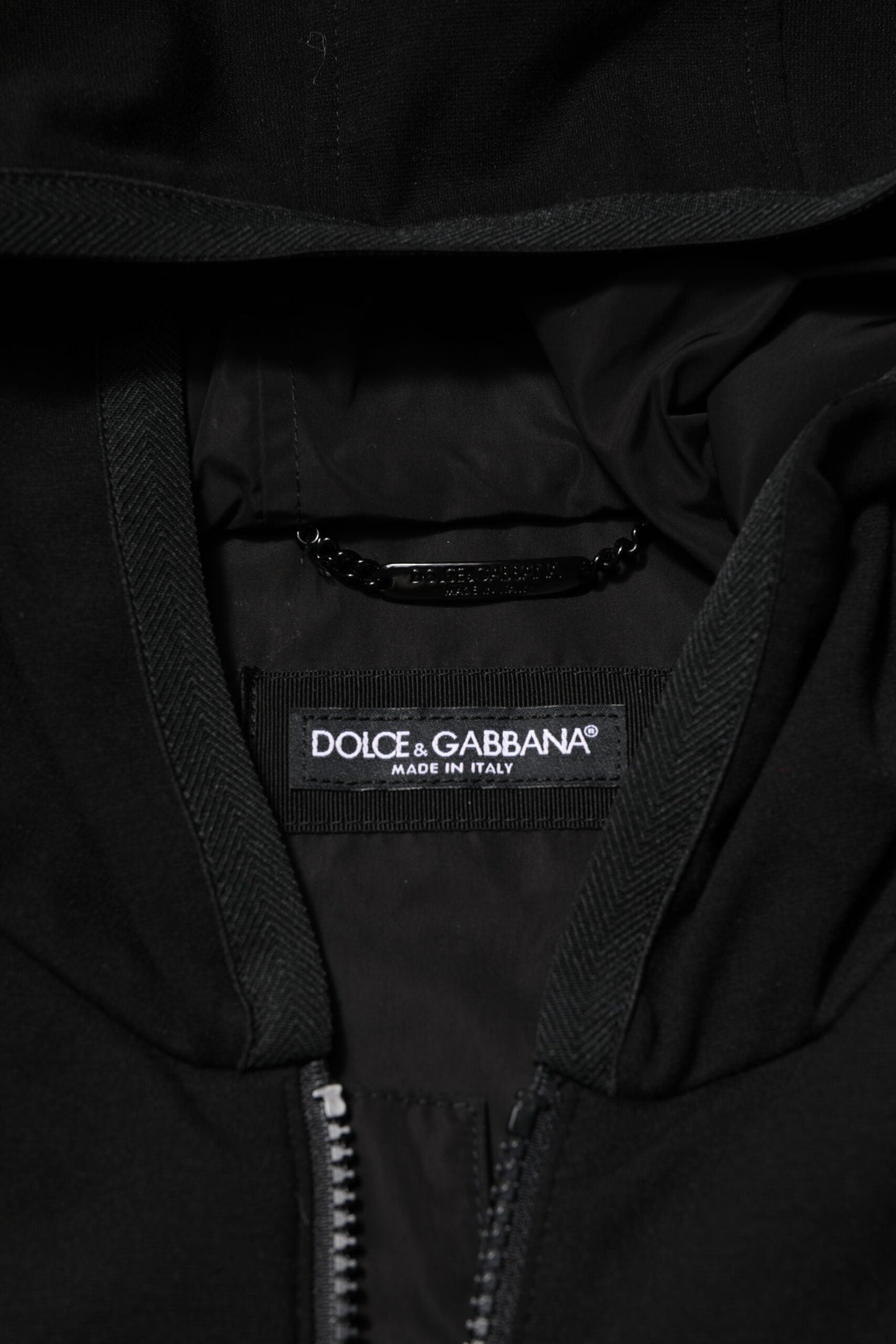 Black Sleeveless Hooded Logo Plaque Jacket