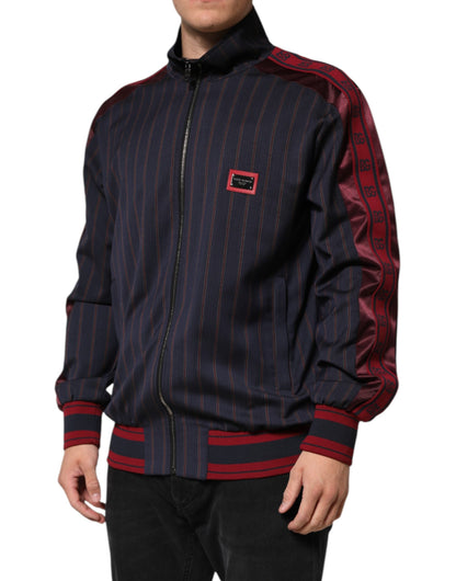 Blue Red Striped Logo Plaque Full Zip Jacket