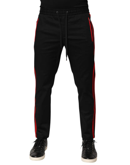 Red Stripe Cotton Logo Jogger Sweatpants Pants
