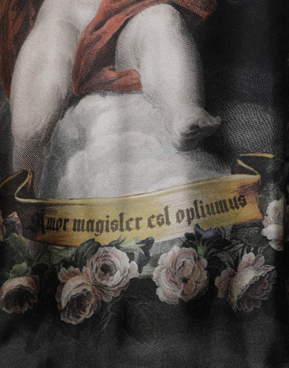 Black Cashmere Cherub Print Baroque Sweater