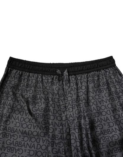 Gray Black Silk DG Logo Men Bermuda Shorts