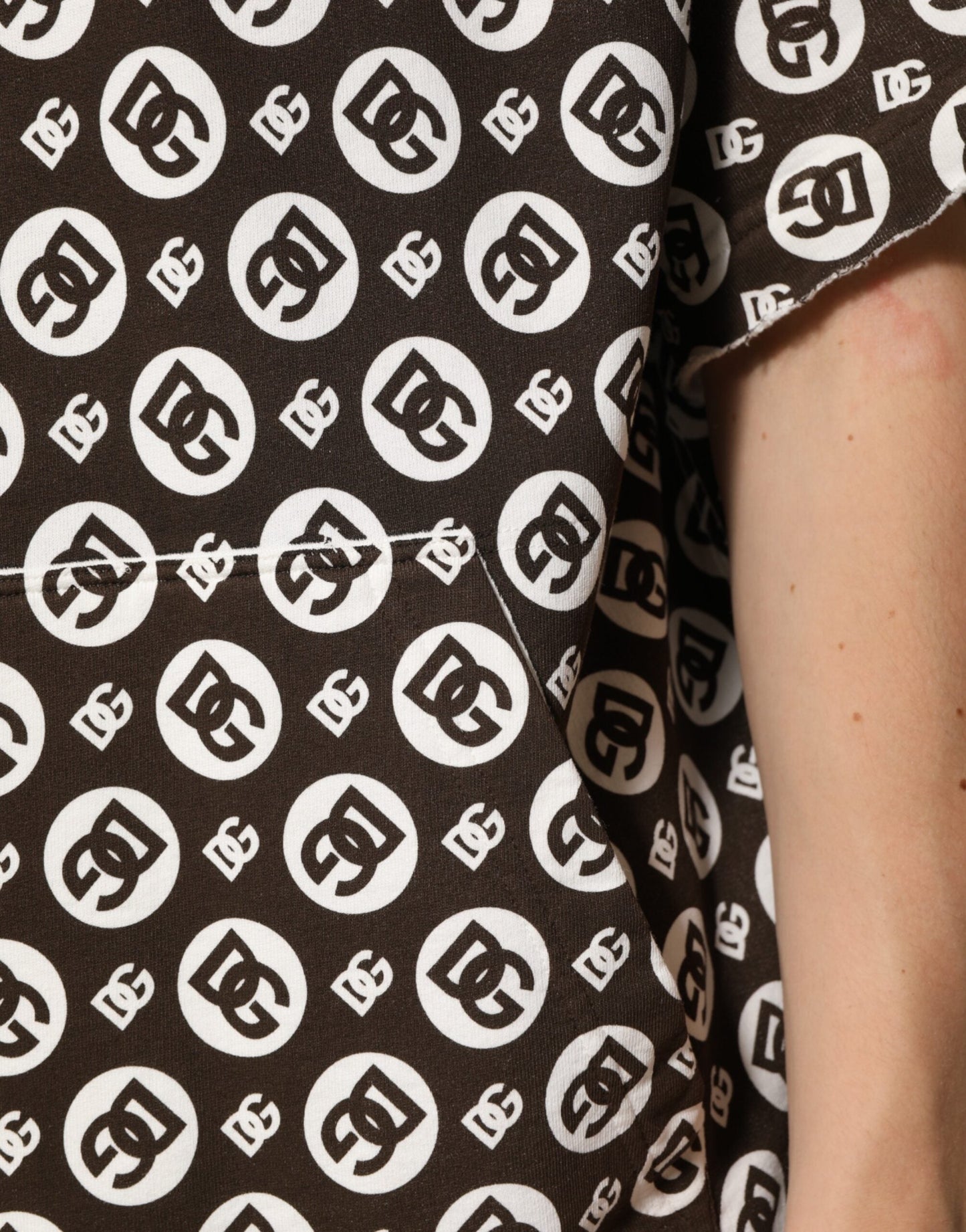 Brown White DG Logo Short Hoodie Sweater