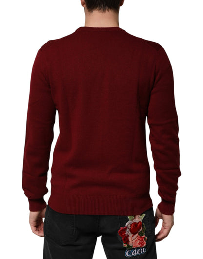 Burgundy Cashmere Lion Crest Pullover Sweater
