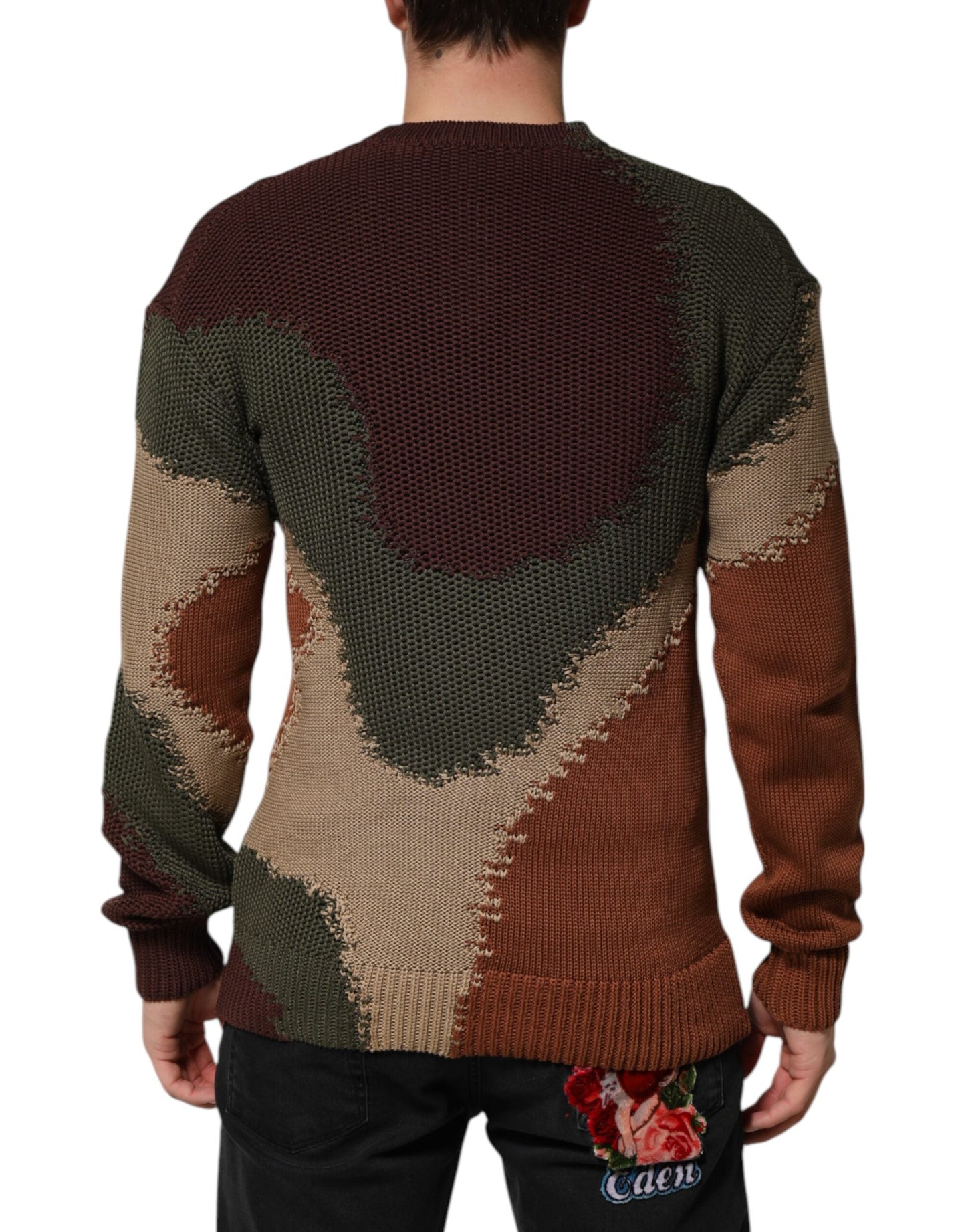Multicolor Cotton Abstract Men Pullover Sweater