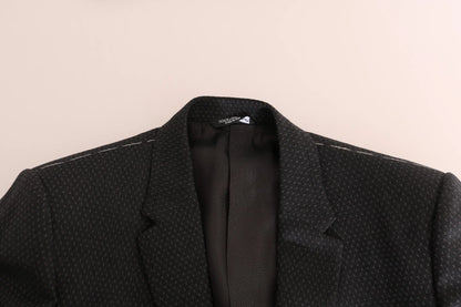 Gray Patterned Wool 3 Piece Slim Suit