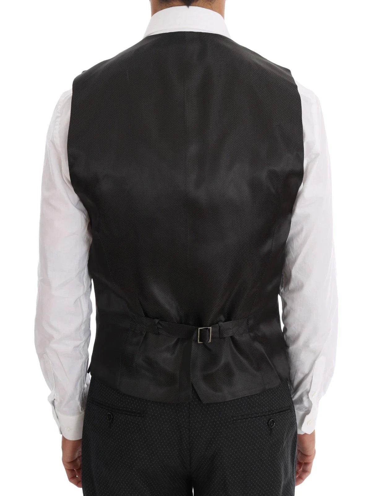 Gray Patterned Wool 3 Piece Slim Suit