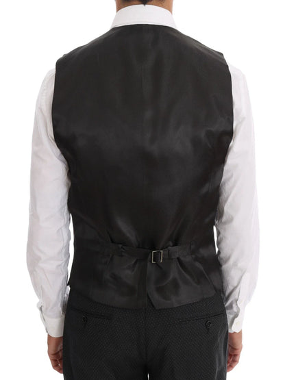 Gray Patterned Wool 3 Piece Slim Suit