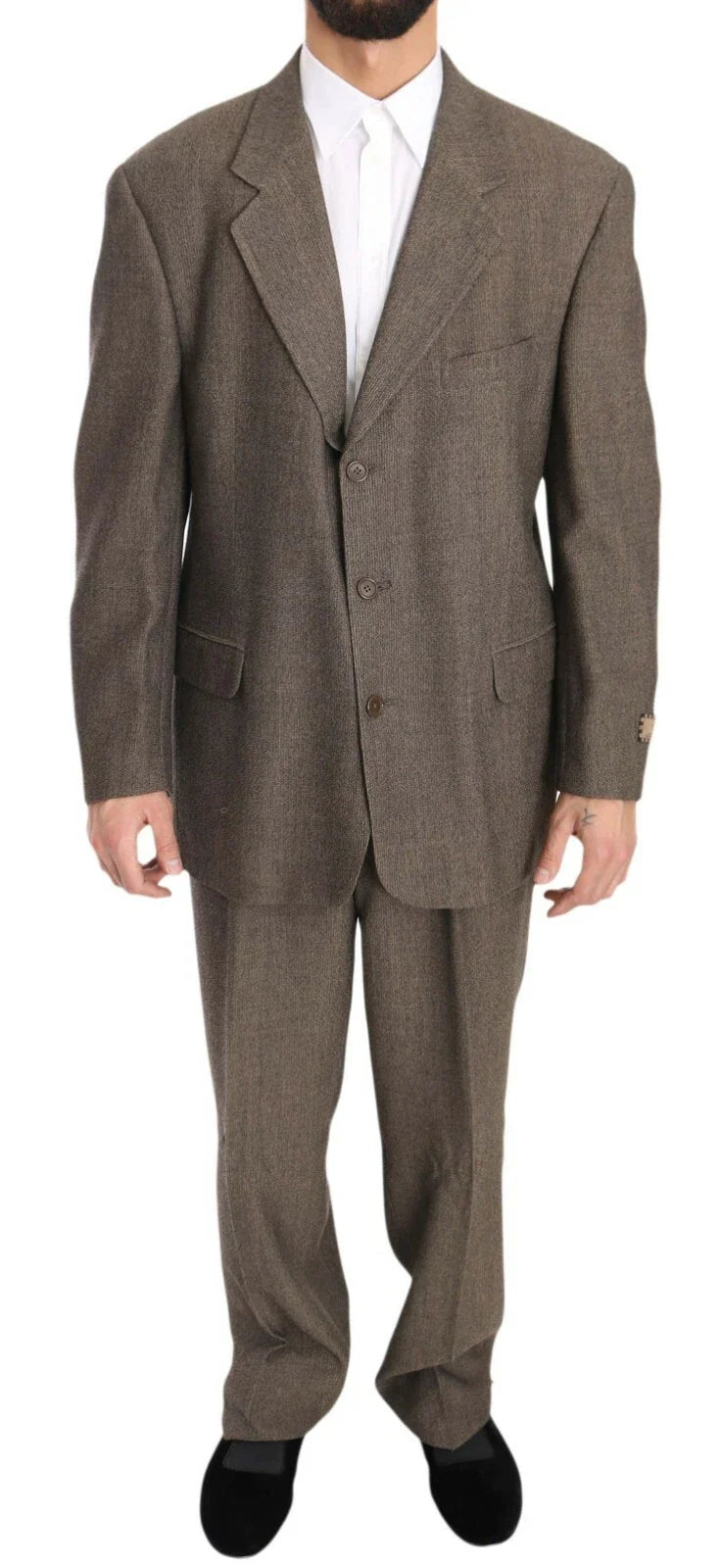 Brown Single Breasted Wool Suit