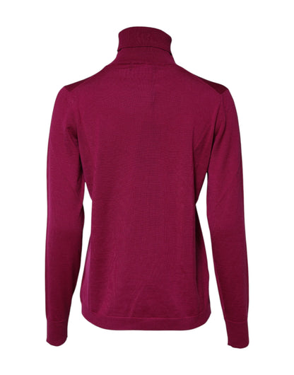 Fuchsia Wool Long Sleeves Turtleneck Sweater