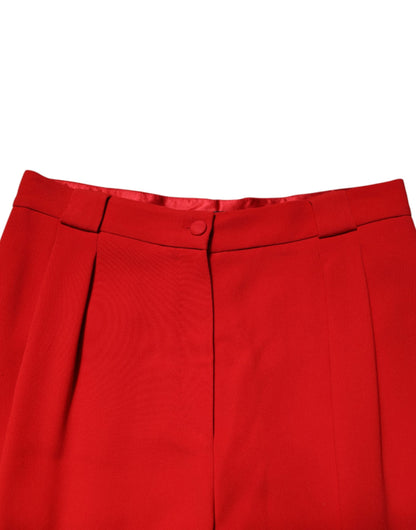 Red HighWaist Straight Women Trouser Pants