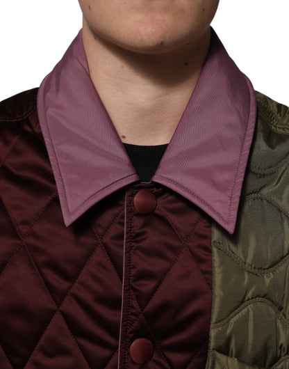 Multicolor Patchwork PolyesterQuilted Jacket