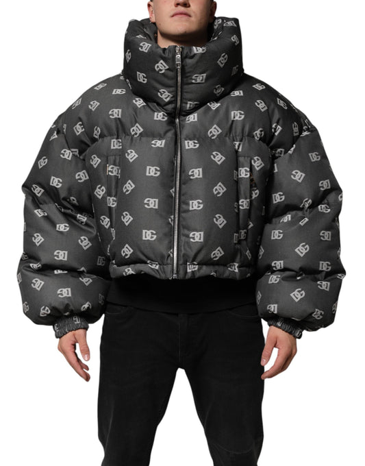 Black DG Monogram Full Zip Puffer Men Jacket