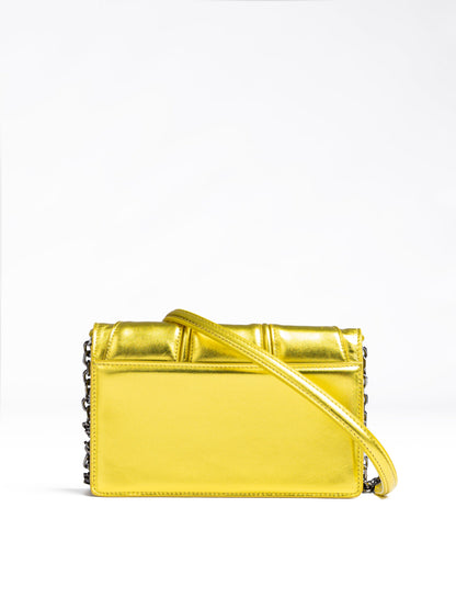 Metal Yellow GT patent leather bag with chain