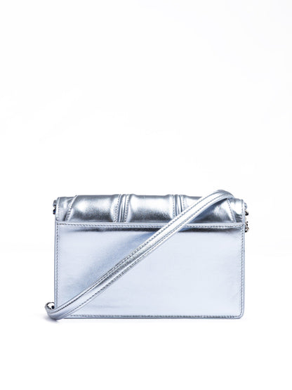Metal light blue GT patent leather bag with chain