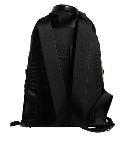 Black Logo Tape Polyamide School Travel Backpack Men Bag