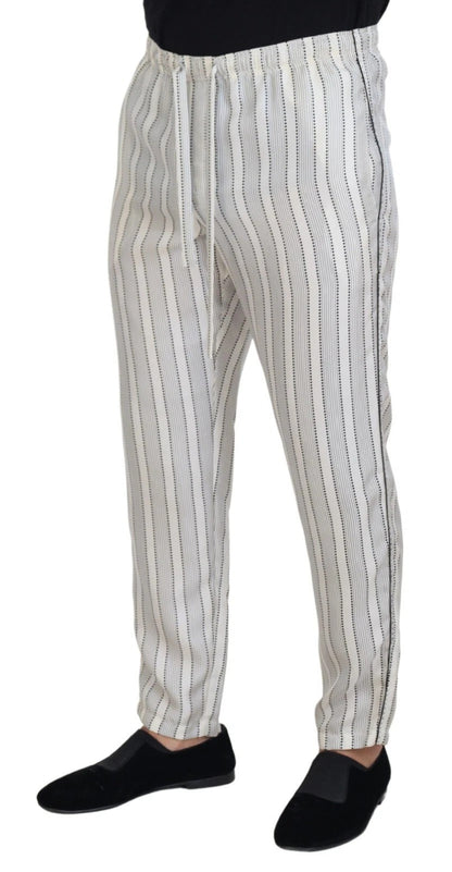 White Stripes Silk Lounge Trouser Pants
