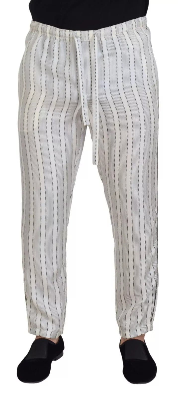 White Stripes Silk Lounge Trouser Pants