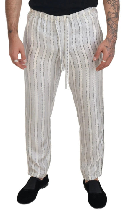 White Stripes Silk Lounge Trouser Pants