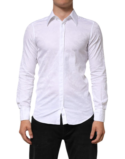 White Cotton MARTINI Paisley Jacquard Shirt